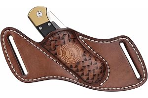 TOURBN Tourbon Leather Pocket Knife Sheath for Left-Handed Draw Out Folding Knives Holder Carrier EDC Tools Holster for Belt
