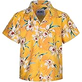 MOHEZ Little & Big Boys Hawaiian Shirts Short Sleeve Summer Beach Tropical Casual Aloha Luau Shirts Top for Kids