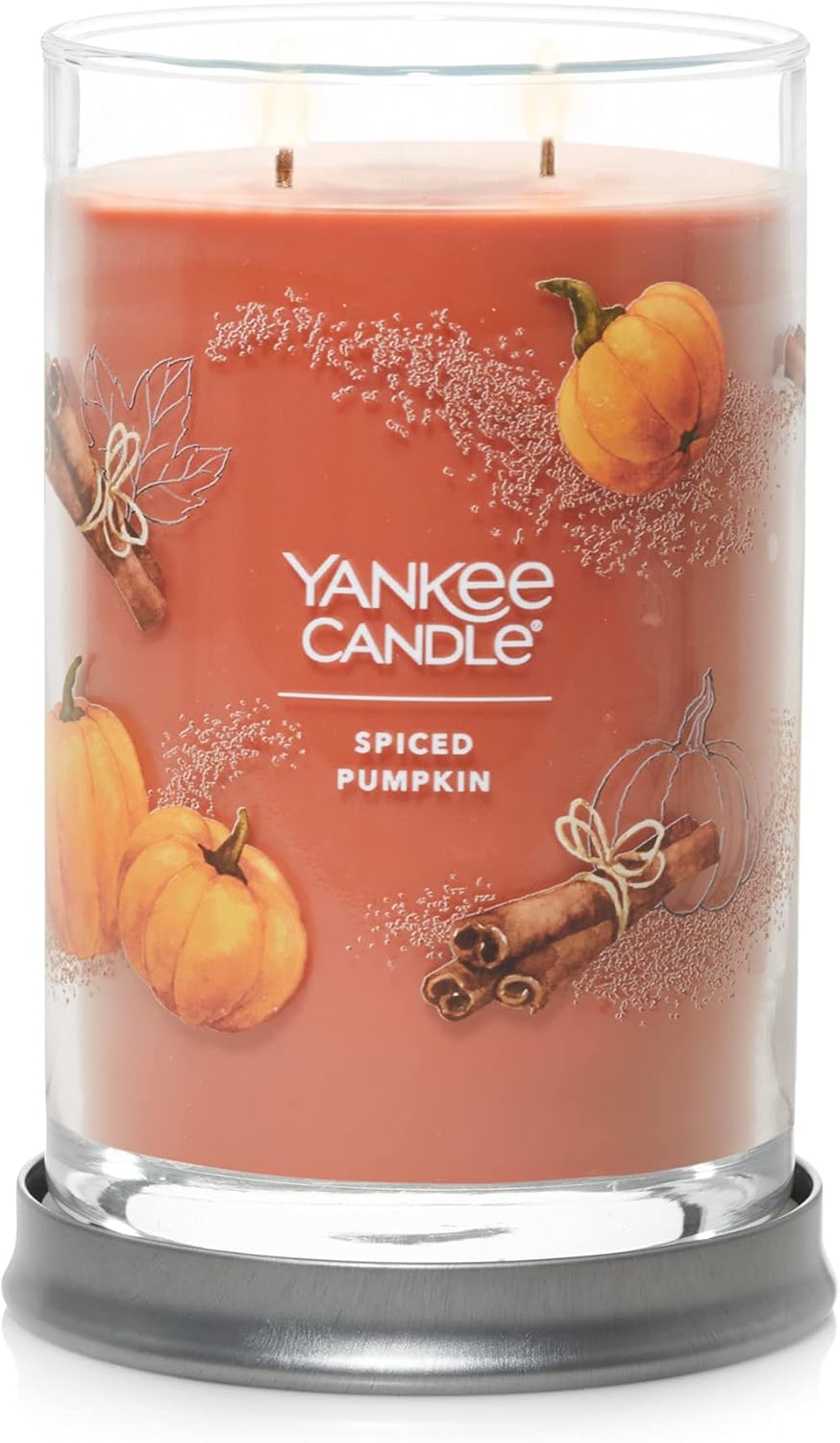 Candles & Holders - Yankee Candle Spiced Pumpkin Scented, Signature 20oz Large Tumbler 2-Wick Candle, Over 60 Hours of Burn Time