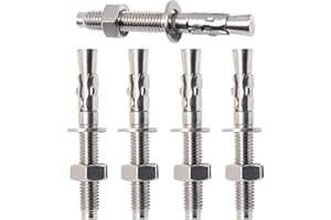 BENLIUDH Stainless Steel Concrete Anchors, Heavy Duty Wedge Anchor Fasteners 1/2 Inch x 4 Inch (10 Pcs)