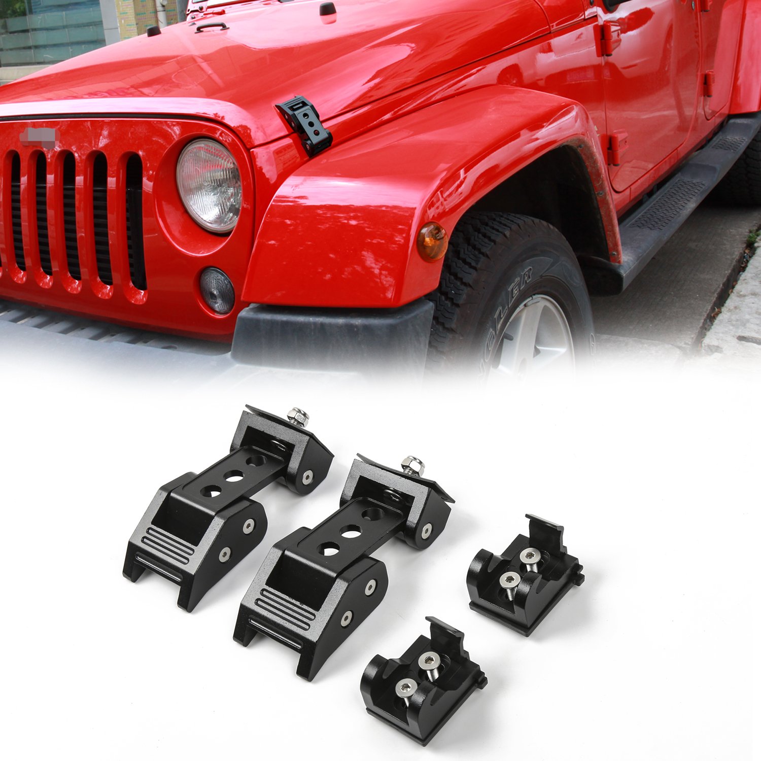 Amazon.com: Voodonala Black Aluminum Hood Latches Hood Lock Catch for  2007-2018 Jeep Wrangler JK JKU: Automotive