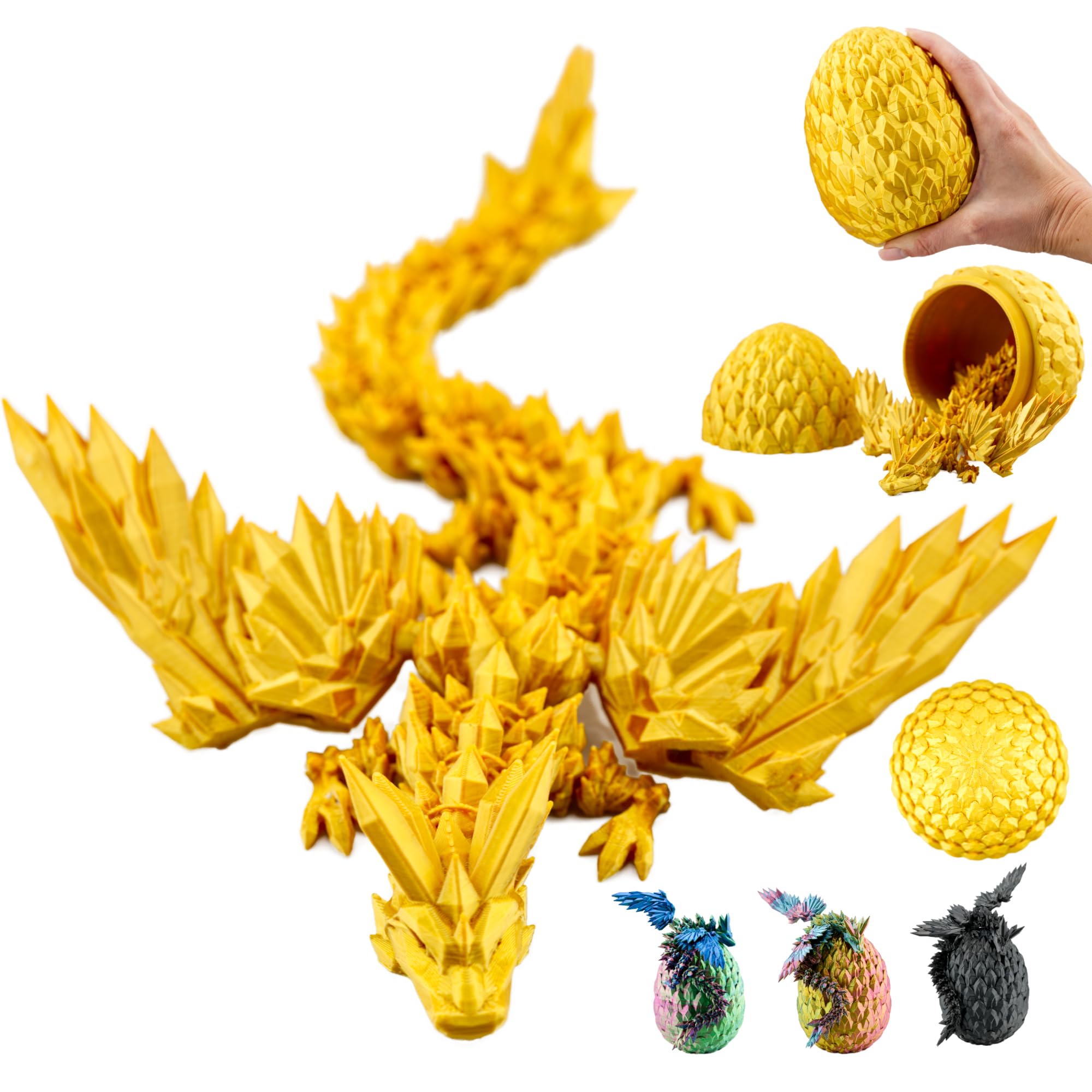 3D Dragon with Wings in Egg โ 23 cm Decorative Collectible Figurine with 12 cm Egg, Golden Dragon with Movable Decorative Element (14+) โ image 1