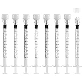 1mL Luer Lock Syringe with Cap - Sterile Individually Wrapped Without Needle, Leak-Proof Accurate Measurement, 25 Pack for La