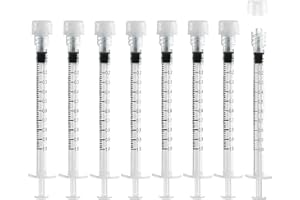 BHOWISK 1mL Luer Lock Syringe with Cap - Sterile Individually Wrapped Without Needle - Leak-Proof Accurate Measurement - 50Pack for Lab Use and Home Care