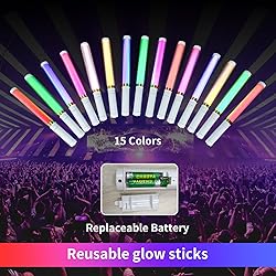 Bsgifts LED Glow Sticks 6 Pack, Reusable Light Up