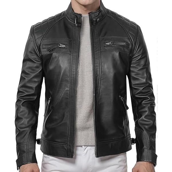 Zulin Men's Genuine Cowhide Leather Classic Jacket (US