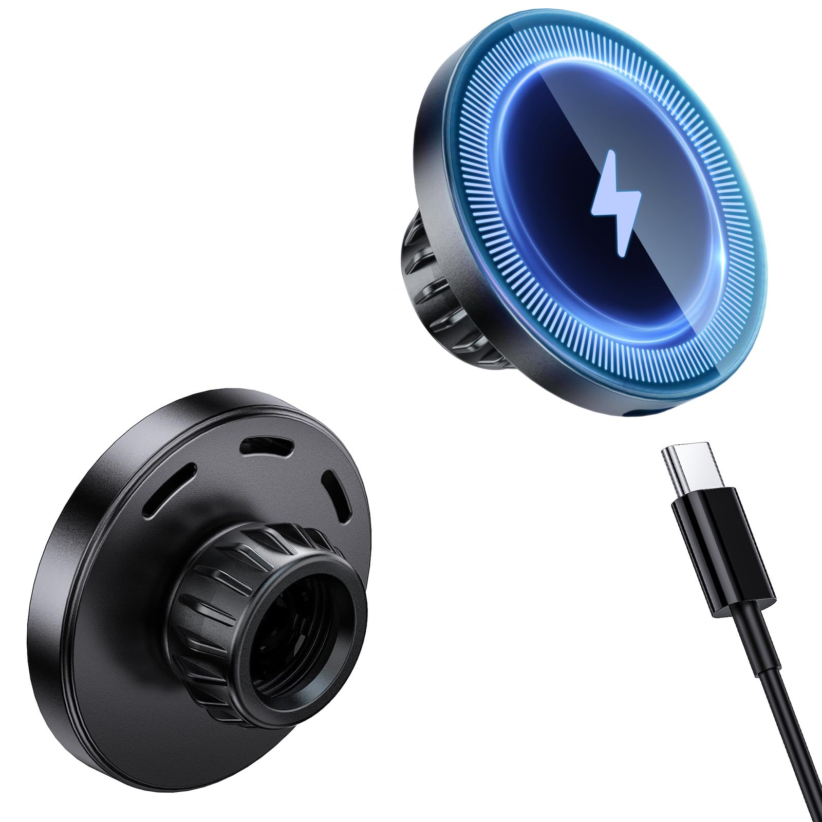 ARMOLABX Magnetic Wireless Charging Phone Holder with 17mm Ball Socket for MagSafe, Magnetic Ball Mount Adapter Fits 17mm/0.67inch Ball Joint Car Phone Holder for iPhone 17/16/15/14/13/12 Series