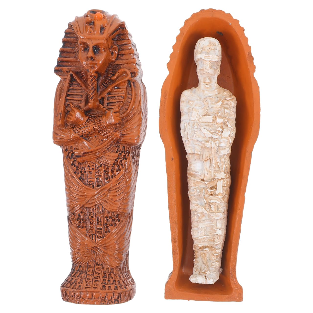 Happyyami 1Set Egyptian King Tutankhamun Pharaoh Sarcophagus Mummy Figurine Mummy Cases Coffins Sculpture Tombstone Sculpture Halloween Party Decoration