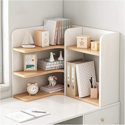 Bookshelves Storage Rack 3 Tier Desktop Bookshelf Wood Desktop