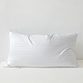 MFourbed Goose Down Feather Pillows Stripe White Bed Pillow for Sleeping,100% Cotton Fabric Good for Side and Back Stomach Sleeper King Size 1 Pack