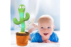 M MITLINK The Dancing Cactus Repeats What You Say, Electronic Plush Toy with Lighting, Singing Cactus Recording and Repeat Your Words for Education Toys,Singing Cactus Toy, Cactus Plush Toy (Forest)