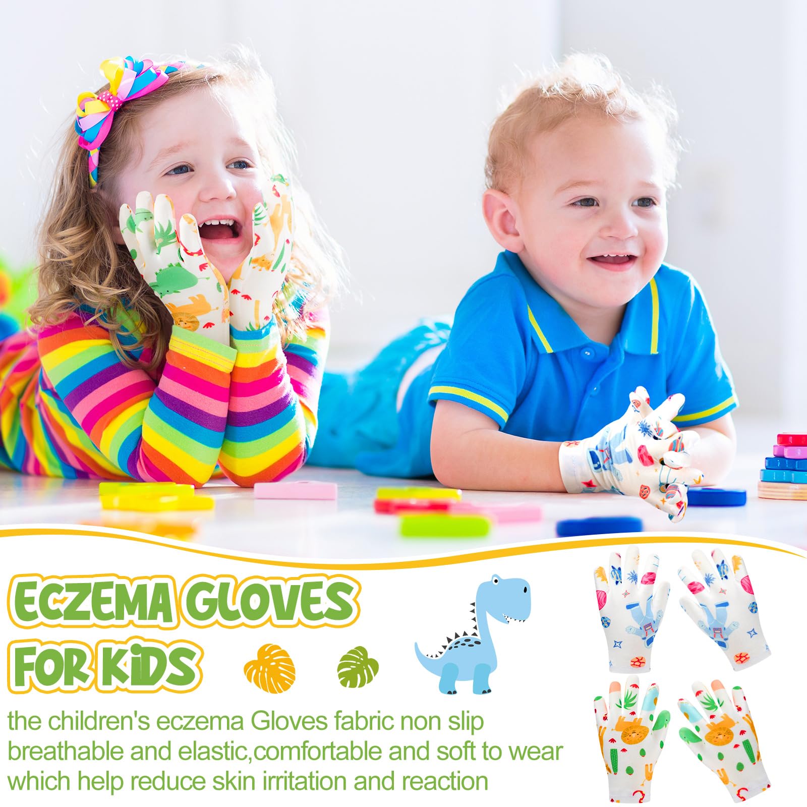 Xtinmee 20 Pairs Eczema Gloves for Kids Cotton Moisturizing Gloves for Sensitive Irritated Skin Eczema Reusable Elastic Hand Cover Soft and Does Not Hurt(Age 3-4 Years)