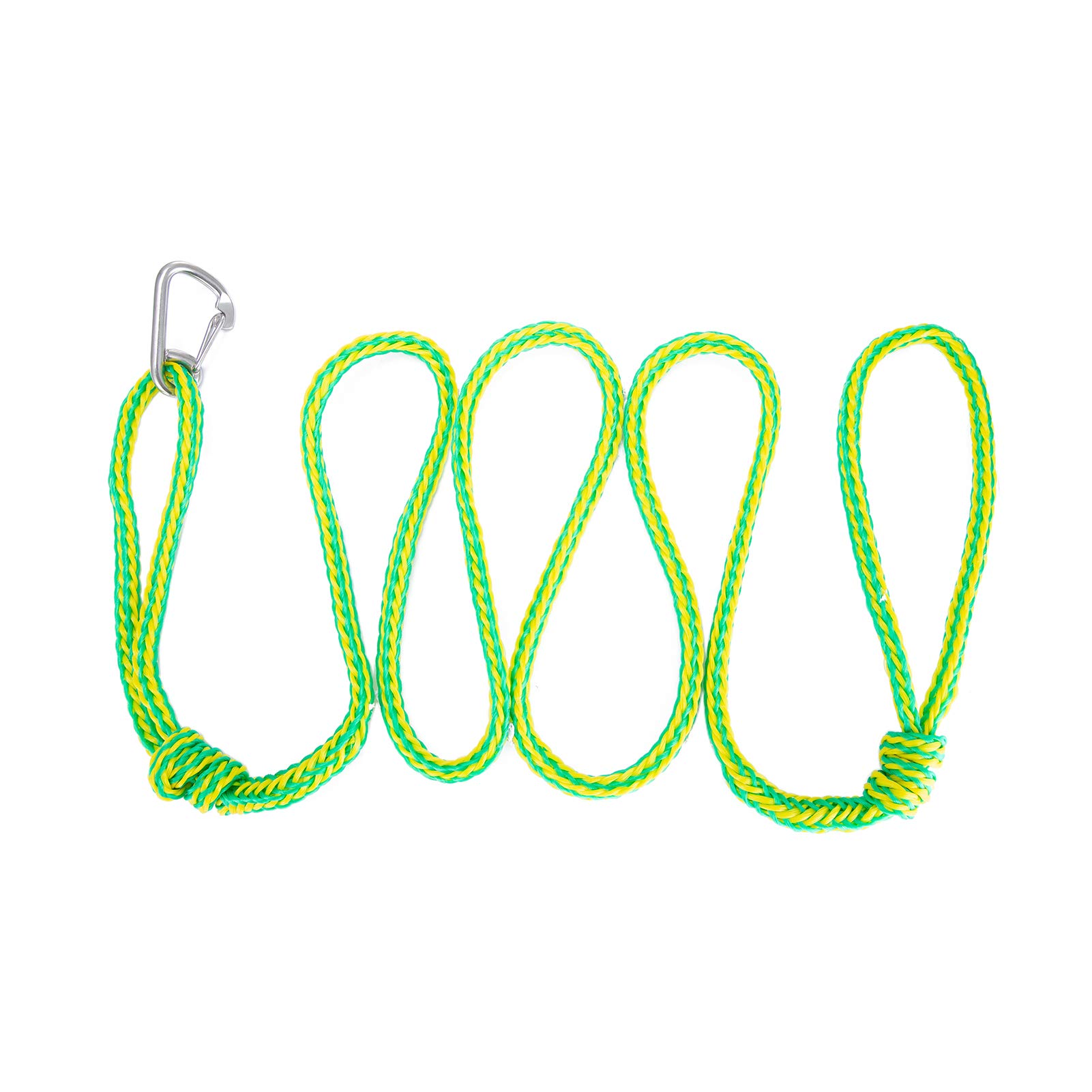 Multifunctional Floating Anchor Mooring Kayaking Rope Kayak Canoe Tow Throw Ropes Line with Carabiner, Kayaking Accessories for Boat Hiking Camping Tent Canopy(Yellow green/ 8ft)
