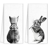 OINDADE Funny Bunny Hand Towels Set of 2, Funny Rabbit Forest Animal Brush Teeth Hand Towels for Bathroom Washroom Restroom, Bunny Decor Gifts for Kids, Cute Rabbit Kids Nursey Bathroom Decor,16x24In