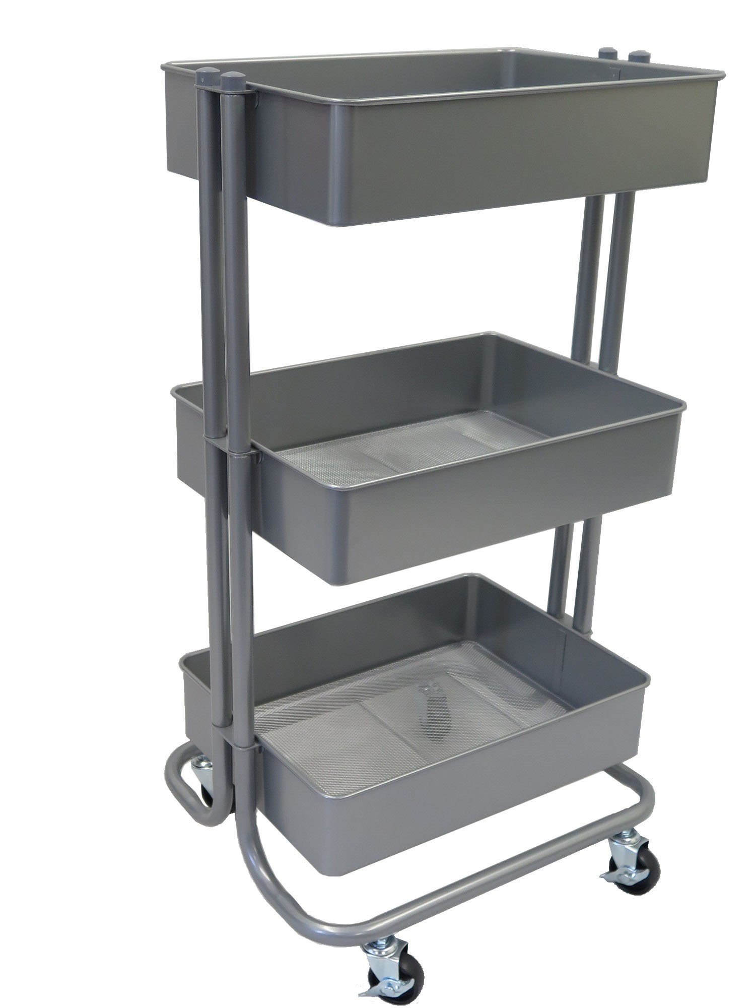ASPECT Lena 3-Tier Storage Rolling Cart, for Office/Beauty Salon/Home, Grey, 43x35x78.5cm