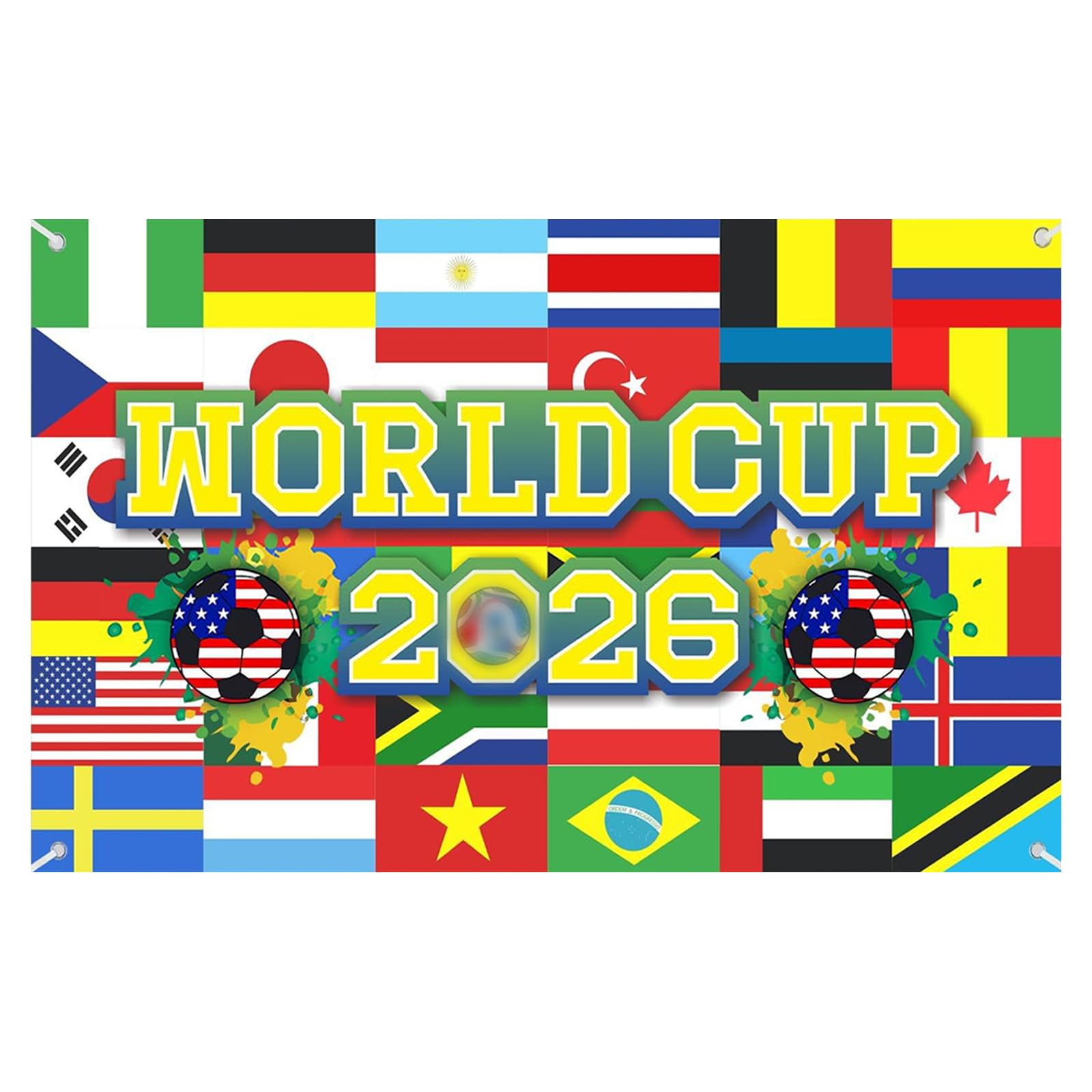 ZXTGBQ World Cup Ball 2026 Flag Bunting 150x90cm Flags Of The World Flag Bunting Worlds Cup Fan Merchandise Sports Living Room Club Decorations