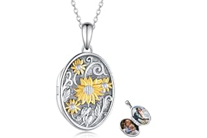 Sunflower Locket Necklace 925 Sterling Silver You are My Sunshine Memory Locket Necklace That Holds Pictures Lockets Jewelry 