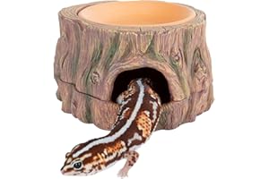 CAVACHEW 3 in 1 Reptile Hide Cave with Detachable Base & Humidity Dish, Essential Tank Terrarium Decor Humid Hideout Accessories for Small Reptiles Crested Gecko, Leopard Gecko, Lizard, Snake, Crabs