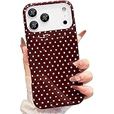Jmltech for iPhone 17 Pro Max Case Women Girly Aesthetic Trendy Polka Dot Phone Cases Simple Design Retro Slim Drop Protection Protective Cover for iPhone 17 Pro Max Burgundy Red