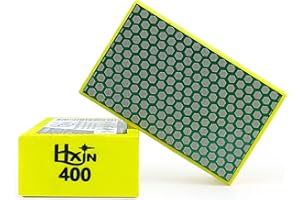 HXIN Diamond Hand Polishing Pad Diamond Sanding Block Foam Backed Diamond Sponge Sanding Pads for Wet or Dry Grinding polishing for Granite Marble Stone Tile Glass Ceramic (1, 400# Hexagon)