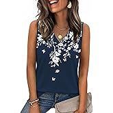Zeagoo Tank Top for Women V Neck Loose Fit Sleeveless Summer Tops Business Casual Outfits Dressy Blouses Shirts
