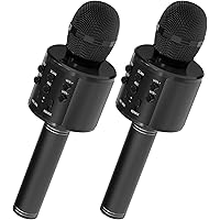 OVELLIC 2 Pack Karaoke Microphone for Kids, Wireless Bluetooth Karaoke Microphone for Singing, Portable Handheld Mic Speaker 