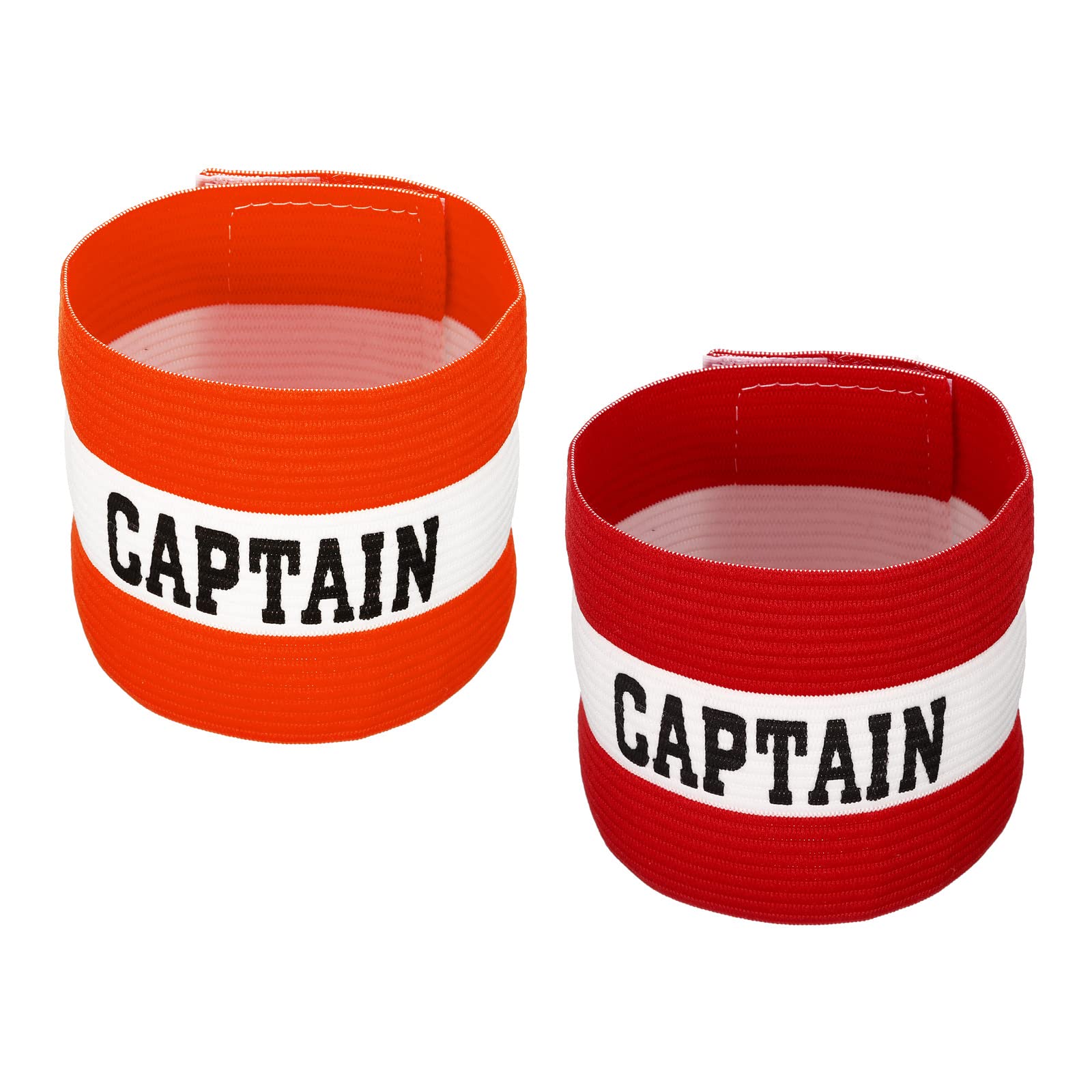 PATIKIL Captain's Armband, 2 Pack Elastic Arm Band for Soccer Team Training, Orange Red