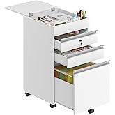 Hzuaneri 3-Drawer Filing Cabinet, Mobile File Cabinet with Lock, Office Storage, Fits A4, Legal, Letter, for Home, Office and