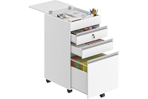 Hzuaneri 3-Drawer Filing Cabinet, Mobile File Cabinet with Lock, Office Storage, Fits A4, Legal, Letter, for Home, Office and