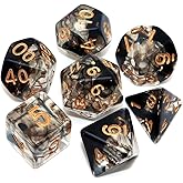 7Pcs DND Game Dice Set for Dungeon and Dragons D&D RPG Pathfinder Table Games Transparent Mix Black Cloud Polyhedral Dice