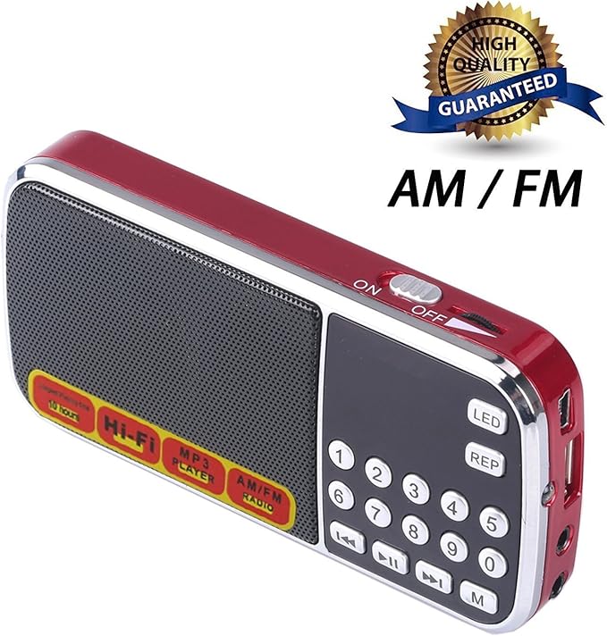 Amazon Co Jp Csmarte 多機能fm Amポケットラジオ Mp3プレーヤー 拡声器 ラッパ の機能付き 音楽が輸入する糸 Usd充電できる 0 赤 家電 カメラ
