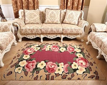 Amazon De Europaische Rosen Muster Rechteck Teppich Wohnzimmer