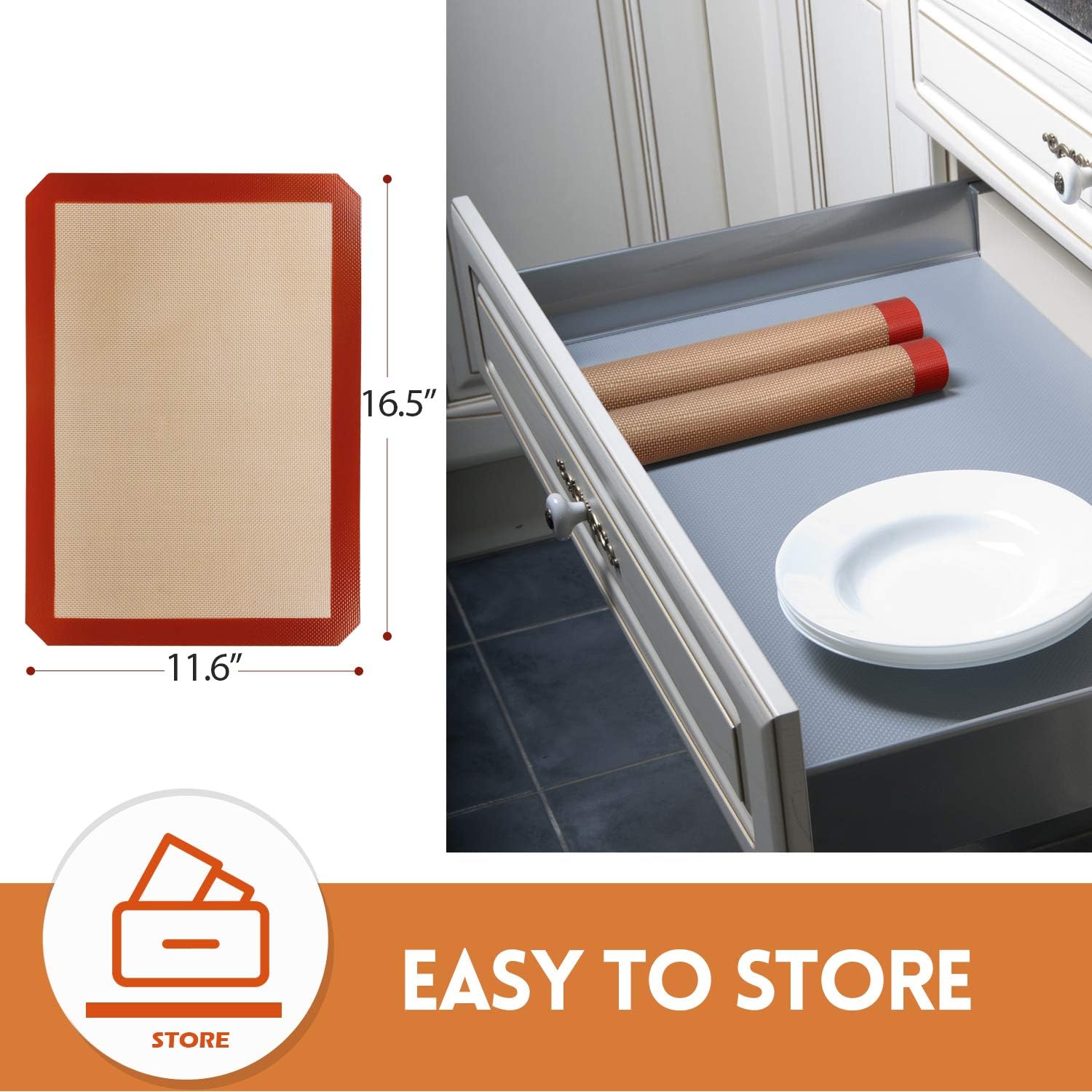 STATINT Silicone Baking Mat Non-Stick, Set of 2 Half Sheet Heat Resistant Liner | Cookies, Meats, Vegetables, Pastries | Reusable, Eco-Friendly, Dishwasher Safe, 16.5" x 11.6": Kitchen & Dining