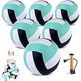 HYPGARD 6 Pack Volleyballs Official Size 5, Waterproof Soft Bulk Recreational Volley Balls with Pump and Net Bag for Indoor Outdoor Beach Sand Water Pool Game Training Match for Teenager Beginner