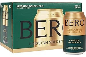 BERO Kingston Golden Pils Non-Alcoholic Beer, 6-Pack Craft Lager-Style Brew by Tom Holland, Premium NA Beer with Golden Taste, Alcohol Alternative for Any Occasion