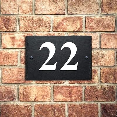 EDSG Personalised Natural Slate House Sign Plaque 15x10cm Door Number UV Printed