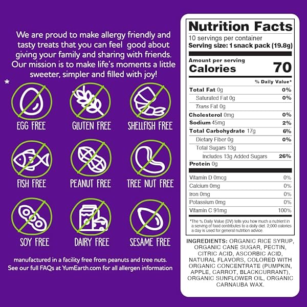 YUMEARTH ORGANIC FRUIT SNACKS BOX, 0.7 OUNCE (PACK OF 10)