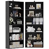 IRONCK Bookshelves and Bookcases Set of 2 Floor Standing 6 Tiers Display Storage Shelves 70 in Tall Bookcase Home Decor Furni