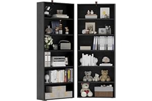 IRONCK Bookshelves and Bookcases Set of 2 Floor Standing 6 Tiers Display Storage Shelves 70 in Tall Bookcase Home Decor Furni