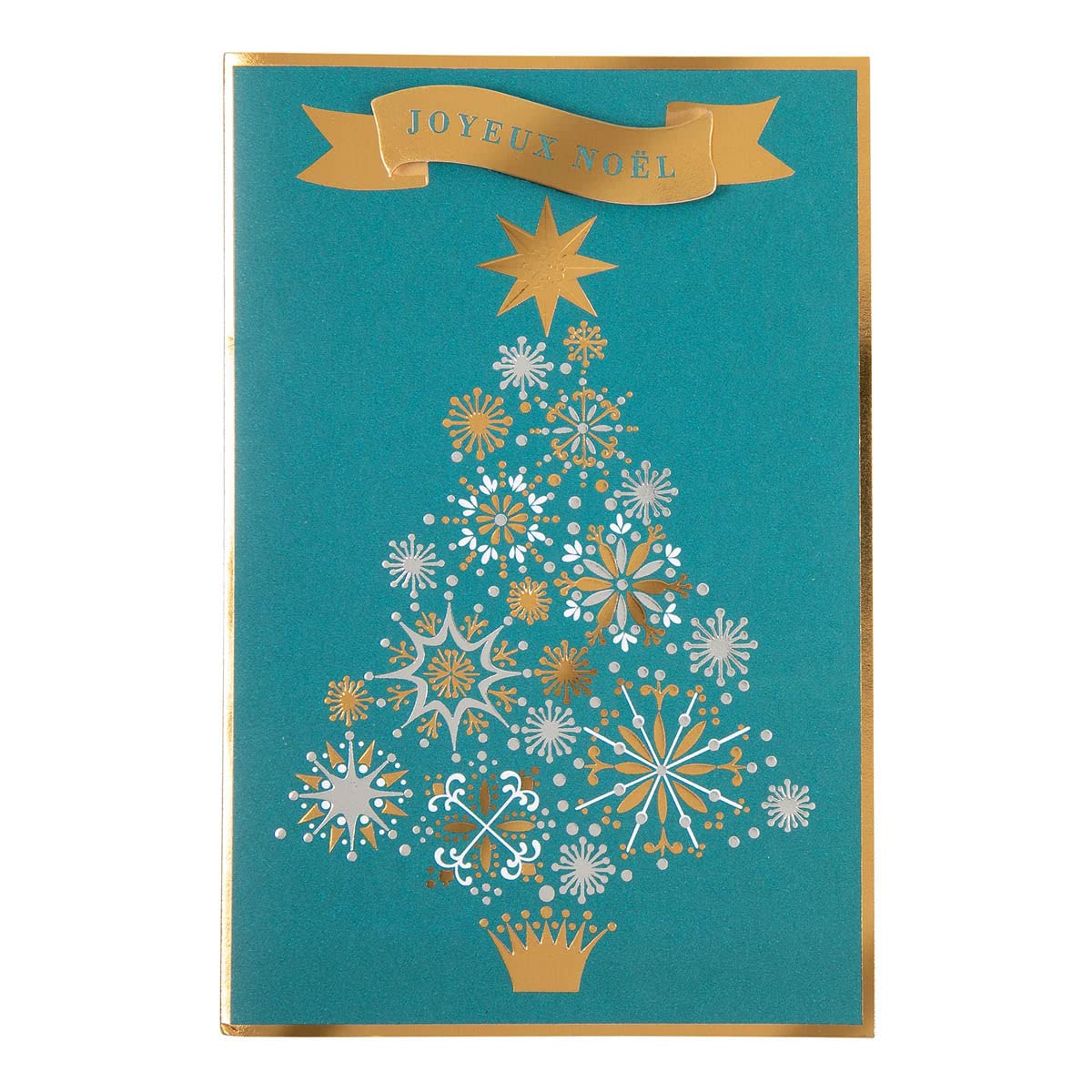 DRAEGER Paris | Merry Christmas Greeting Card | Christmas Tree | Hot Gold and Silver Finishes | 12 x 17 cm | Made in England | Envelope Included | FSC® Paper