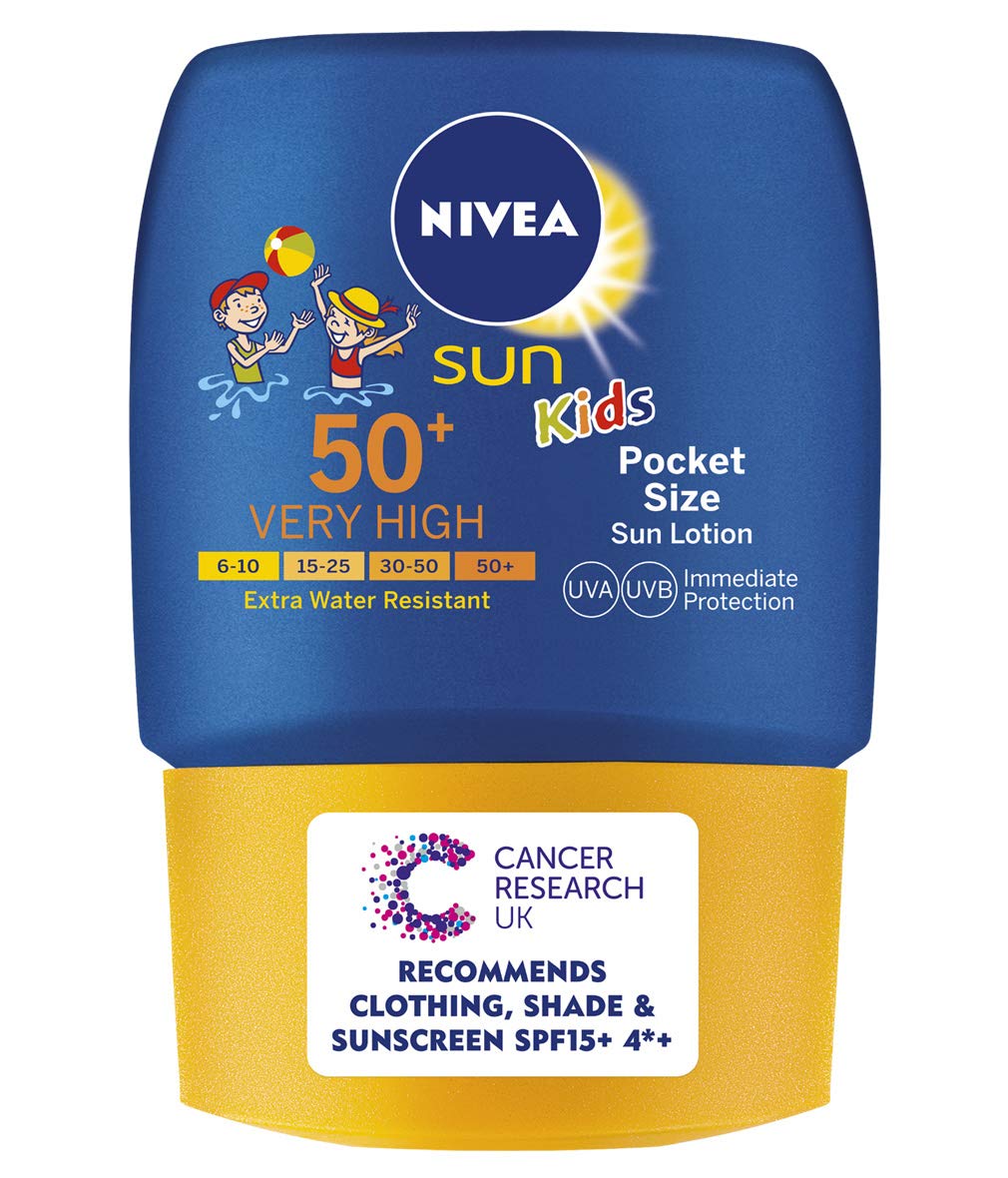 NIVEA SUN Kids Pocket Size Sun Lotion SPF 30 (50ml), Travel Size Suncream with SPF30, Children's Sunscreen for Immediate Protection from Sun Exposure