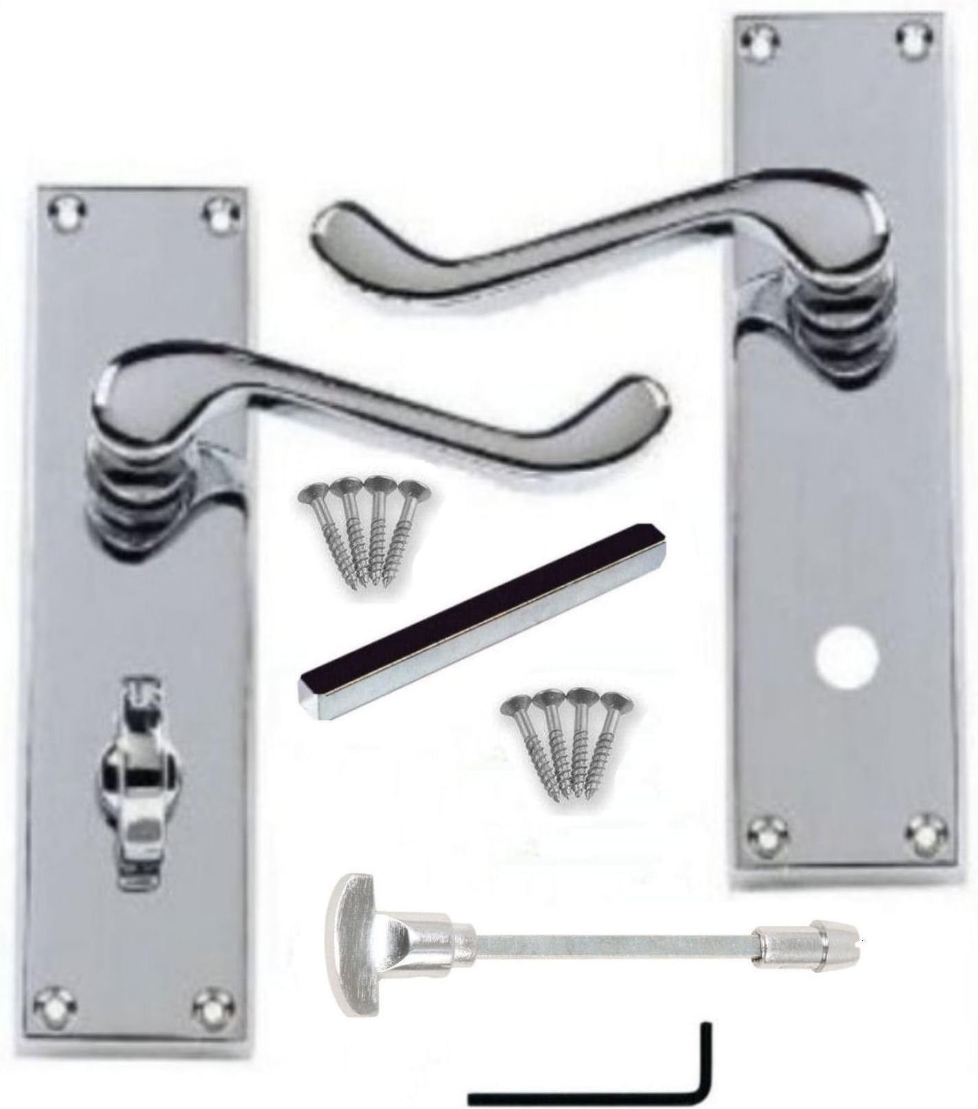 Polished Chrome Victorian Scroll Lever Bathroom Door Handles 150mm x 40mm