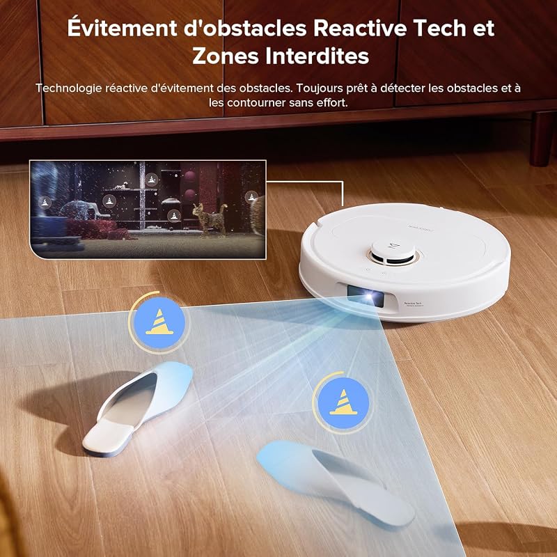 Qrevo S5V Aspirateur Robot Laveur avec Station, 12000Pa Aspiration