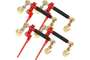 ENJ LASHING ENJ 4 Pack Folding Handle Load Binder with 2 Grab Hooks, for 5/16-3/8 Grade 70 Transport Chain, Load Binder with 7,100 Pound Working Load Limit