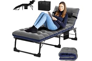 soliles Camping Sleeping Cot,5-Position Folding Cot,Lounge Chair with Mattress,Folding Sleeping Cot with Carrying Bag,Camping Cots for Adults, Heavy Duty Lounges Chairs for Outside, Beach, Lawn