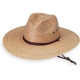 Wallaroo Hat Company Men&rsquo;s Baja Fedora &ndash; Natural Wide Brim Straw Surf Sun Hat with Chin Strap and UPF 50+ Sun Protection