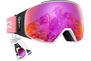SKIWARRIOR G02 Smart Ski Goggles With Interchangeable Magnetic Lenses,Snow Goggles Walkie-Talkie Play Music Answer Call