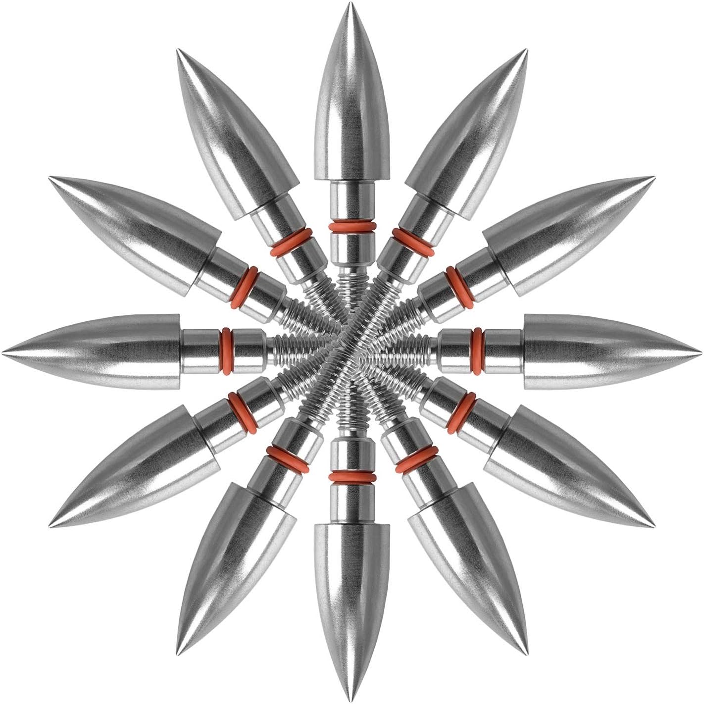 ORRANNI Stainless Steel Archery Field Points,Various Outside Diameter,100/125 Grains,Screw in Archery Field Tips(1 Dozen)