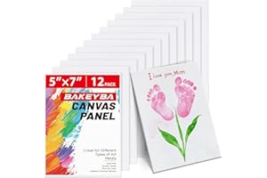 BAKEYBA 12Pcs 5x7 Inch Painting Canvas Boards Small Canvas for Kids Crafts, White Blank 100% Cotton Primed, Painting Art Supplies