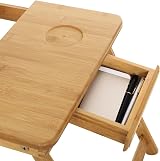SONGMICS Bamboo Laptop Desk Foldable Bed Table 5 Tilt Angles 55x35 cm view 4